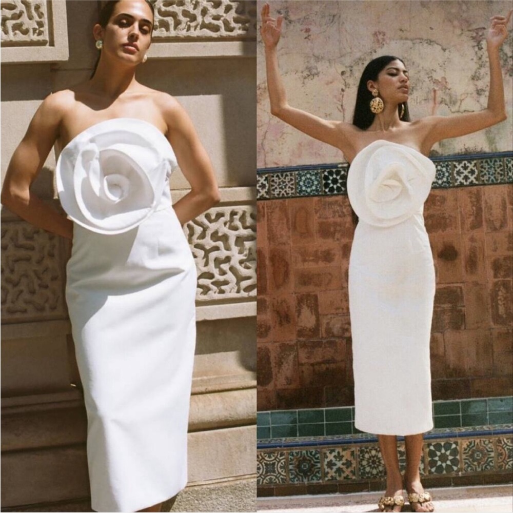 Mara Hoffman Maia Strapless Rosette Dress